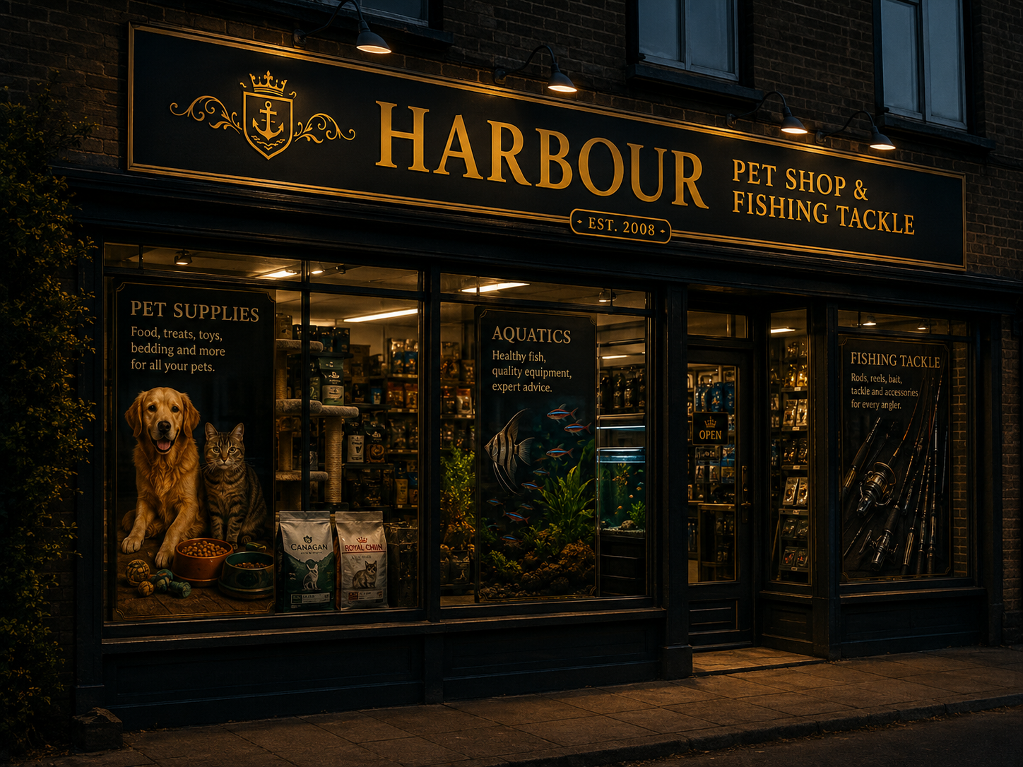 Harbour Pet Shop and Fishing Tackle fictional shopfront